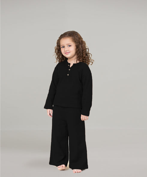 Girls' Waffle Knit Henley Set